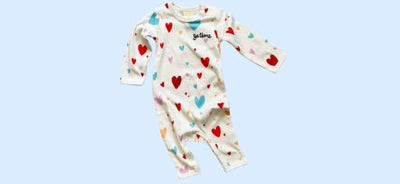 Organic Baby Romper with heart print & Je t'aime