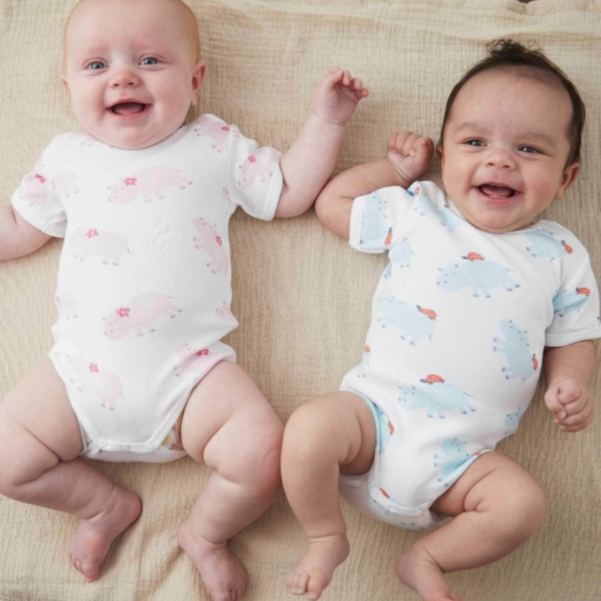 Estella Animal Gifts Hippo Print Bodysuit & Bib Set