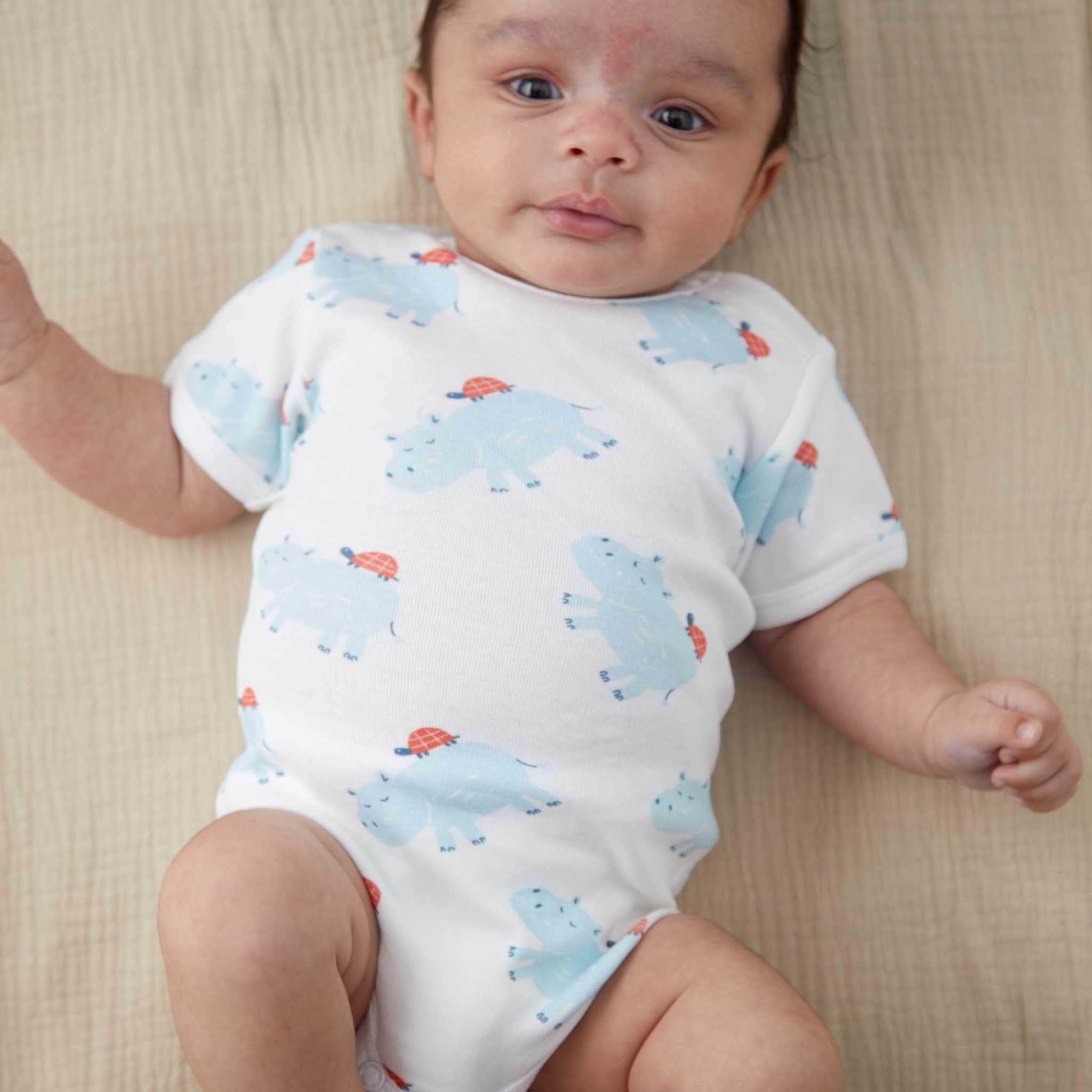 Estella Animal Gifts Hippo Print Bodysuit & Bib Set