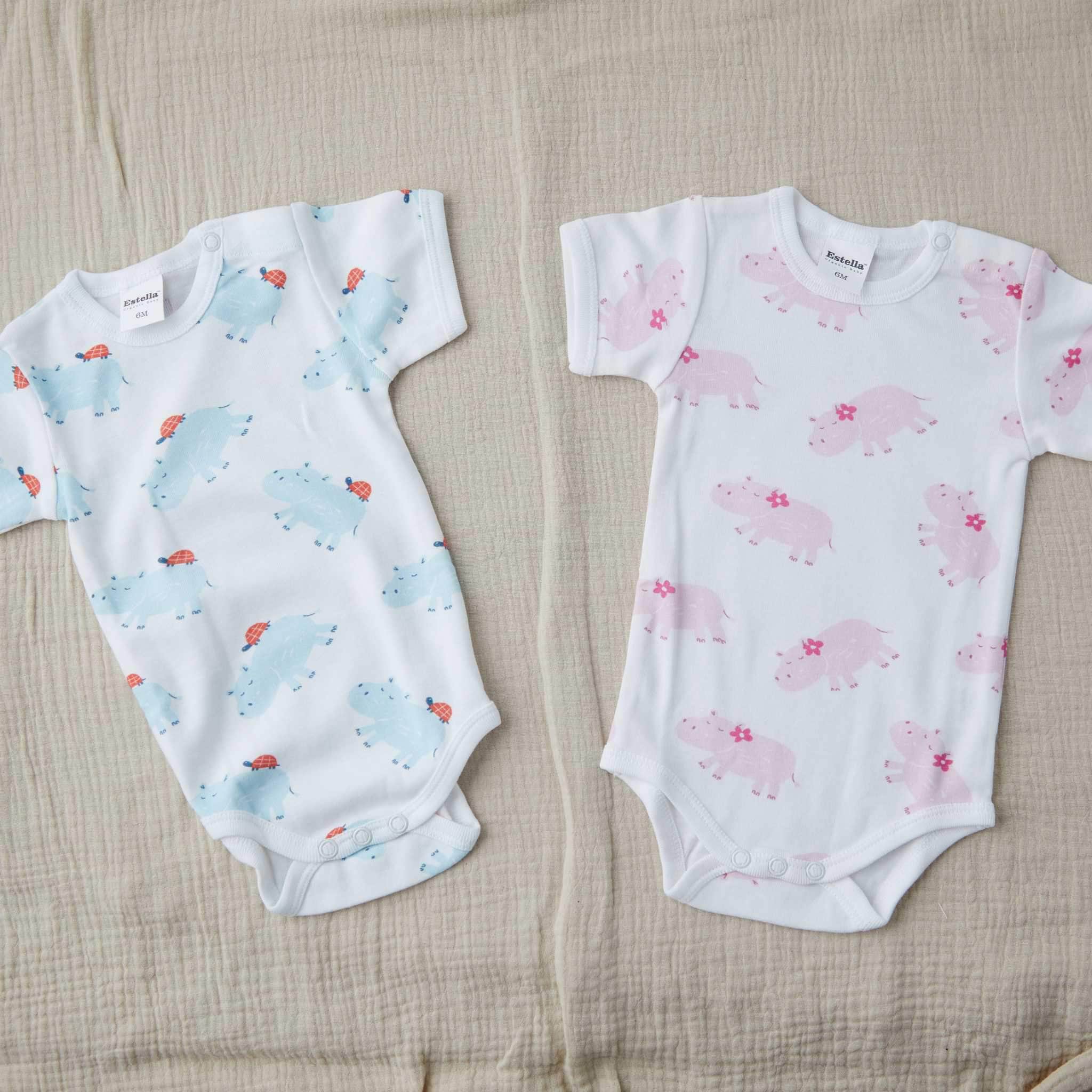 Estella Animal Gifts Hippo Print Bodysuit & Bib Set