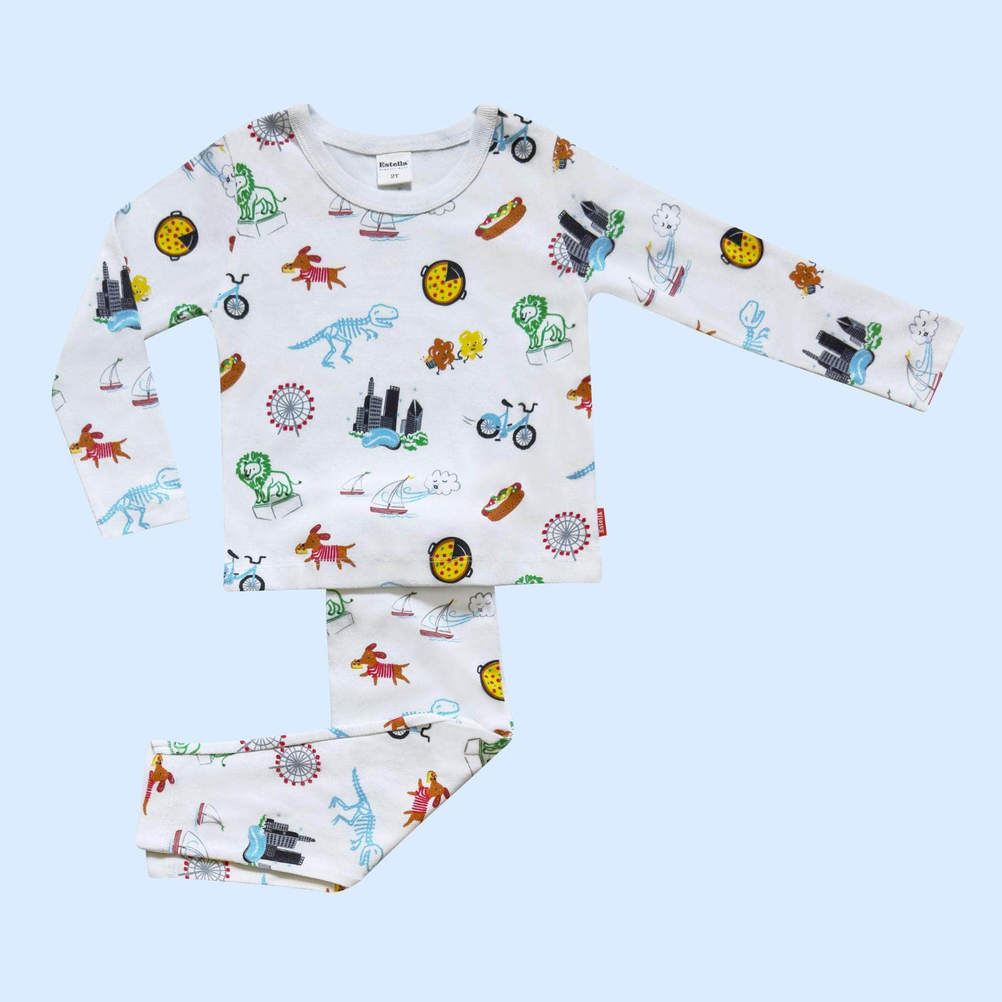 Estella Baby Clothes 2 Y Chicago Print Pajamas Set