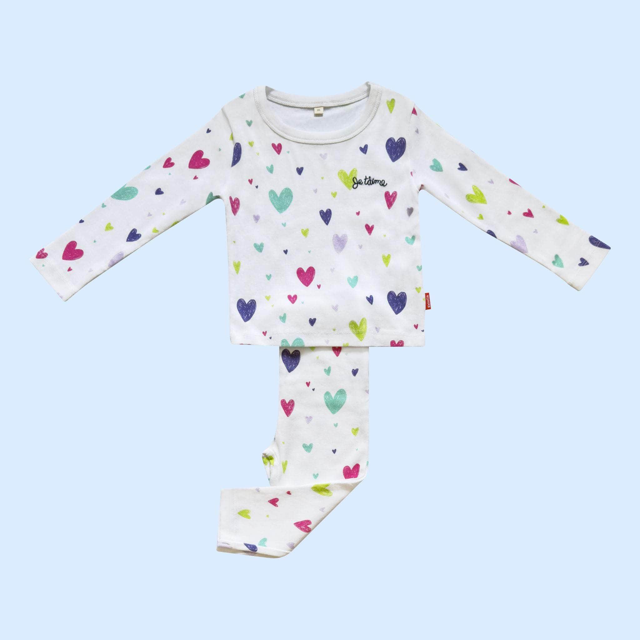 Estella Baby Clothes Purple / 2 Y Heart Print Pajamas Set