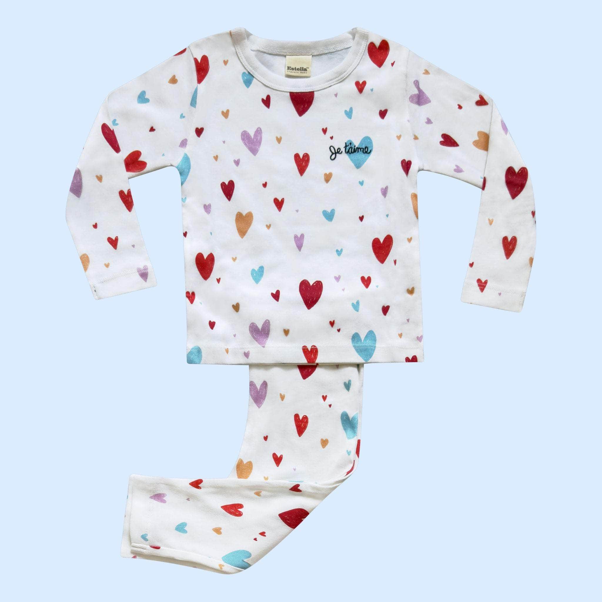 Estella Baby Clothes Red / 2 Y Heart Print Pajamas Set