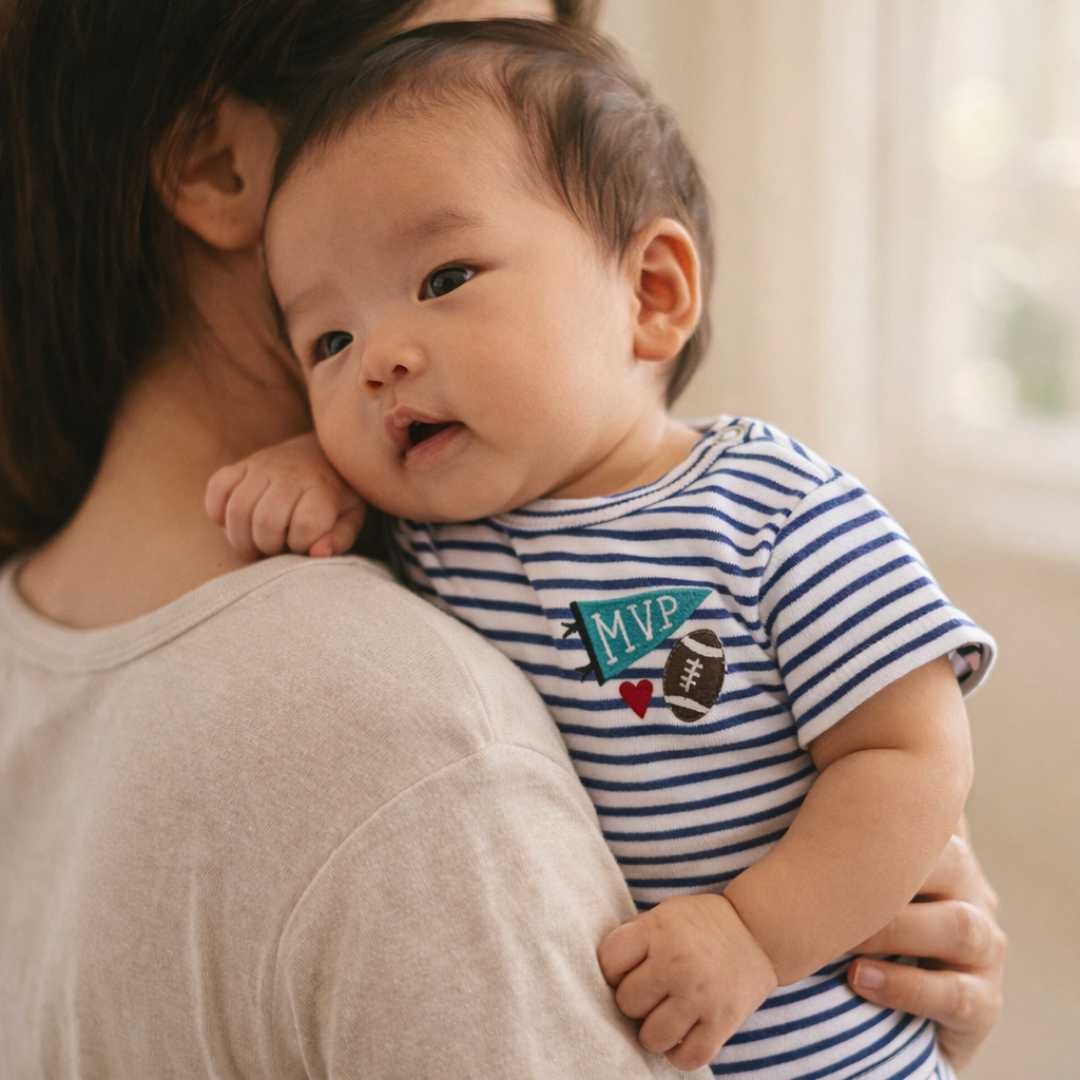Estella Baby Clothing Organic MVP Football Embroidered Bodysuit