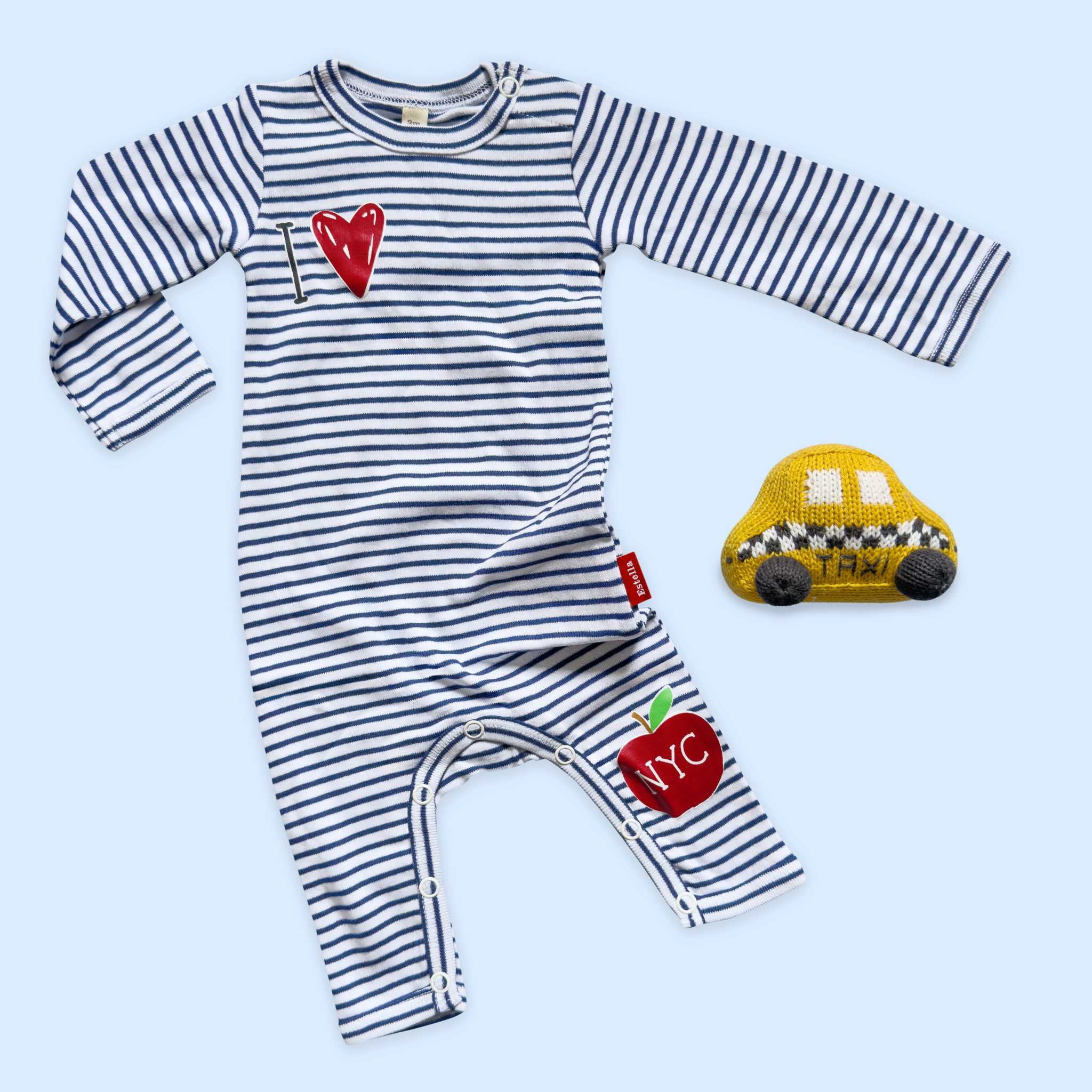 Estella Baby Gift Sets Organic Baby Loves NYC Romper & Rattle Set - Taxi