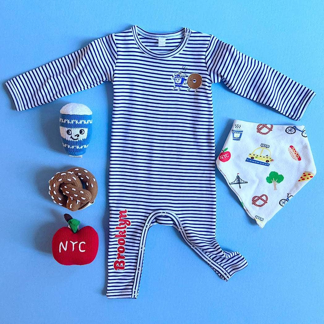 Estella Baby Gift Sets Brooklyn Brunch Bundle with Romper, Bib & 3 rattles