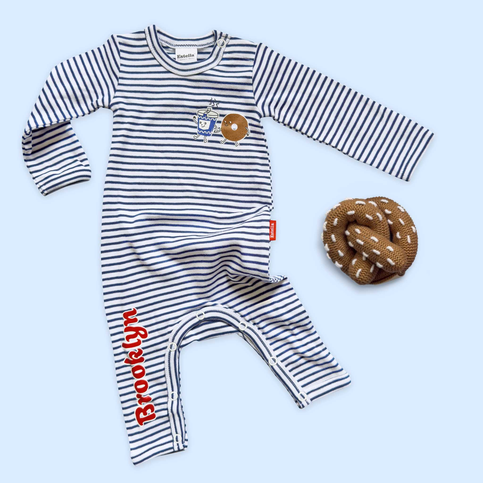 Estella Baby Gift Sets Pretzel / 0-3 M Brooklyn Brunch Romper & Rattle Set