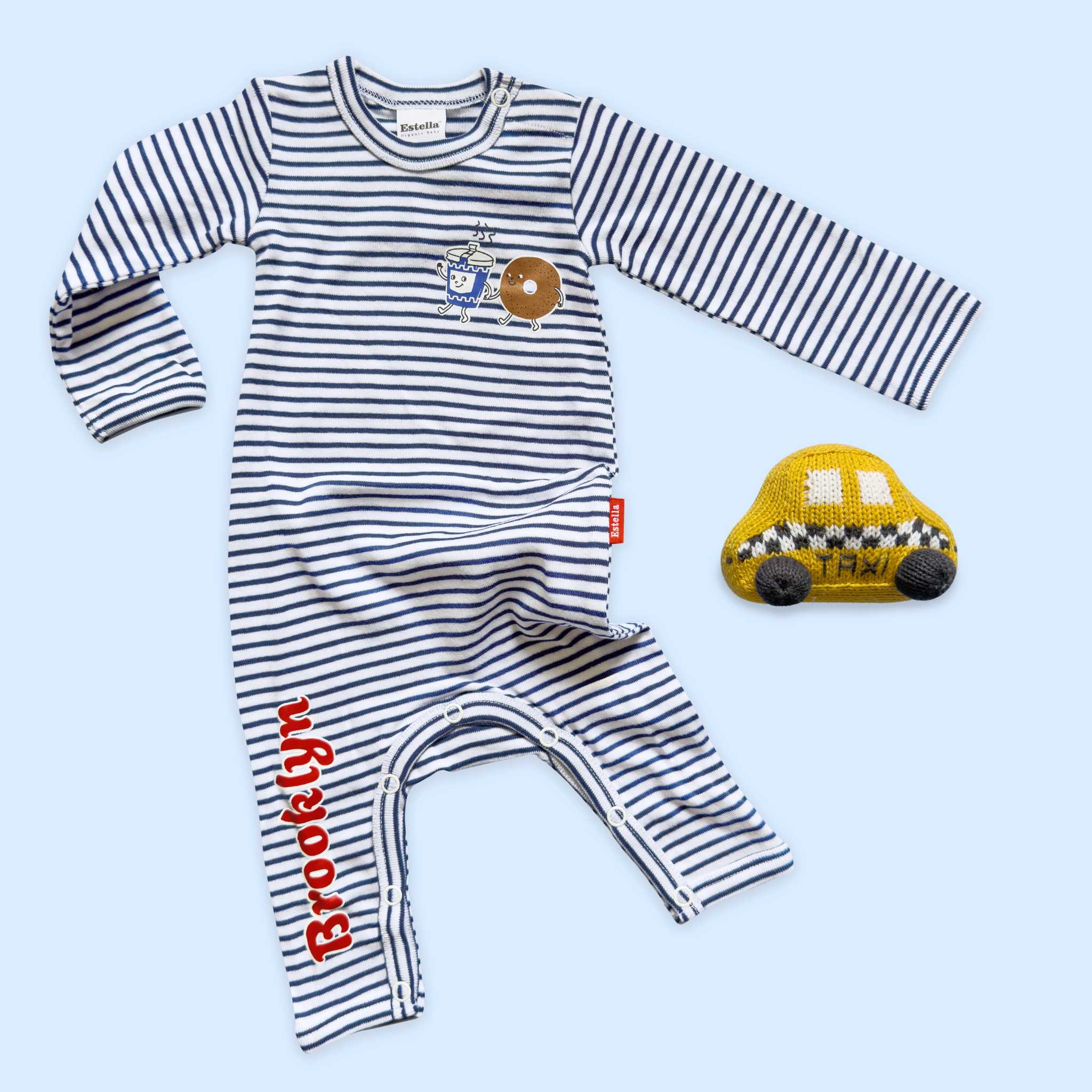Estella Baby Gift Sets Taxi / 0-3 M Brooklyn Brunch Romper & Rattle Set