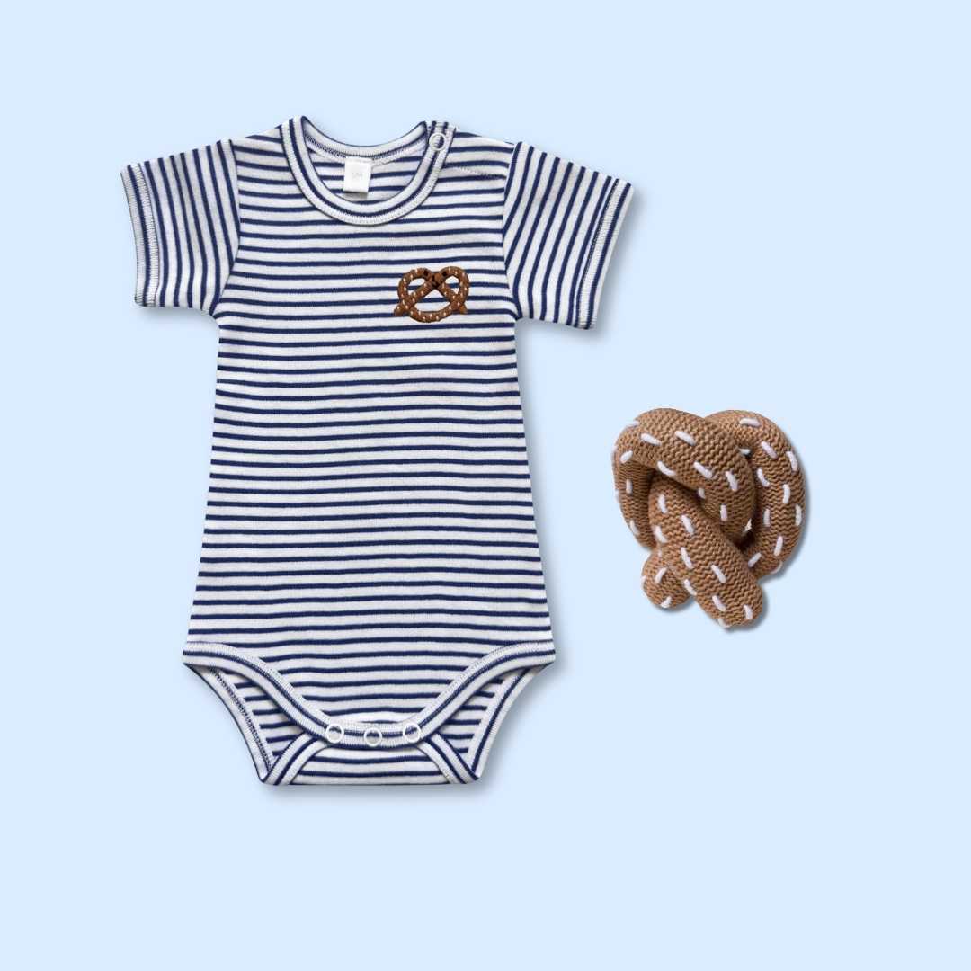 Estella Baby Gift Sets Happy Pretzel / 0-3 M Food Onesie & Rattle Set