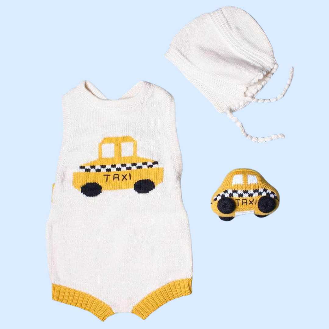 Estella Baby Gift Sets Knit Taxi Bodysuit, Rattle & Hat Set