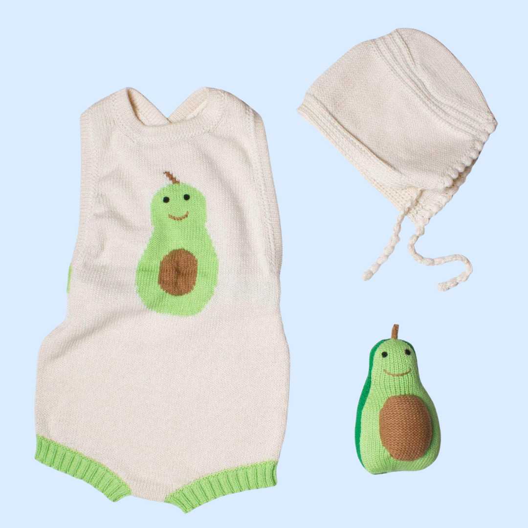 Estella Baby Gift Sets Avocado Knitted Bodysuit Set for Foodies