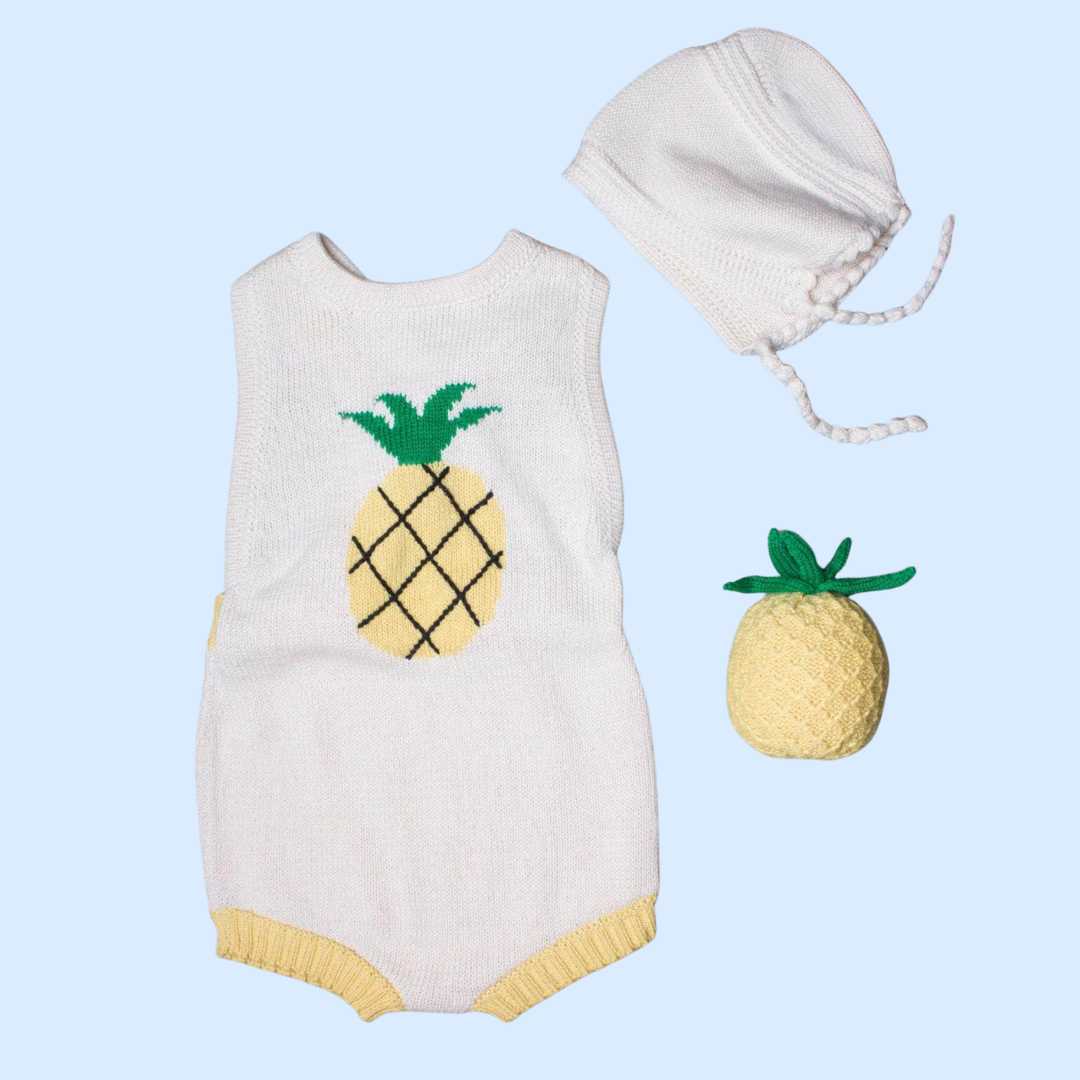 Estella Baby Gift Sets Pineapple Knitted Bodysuit Set for Foodies
