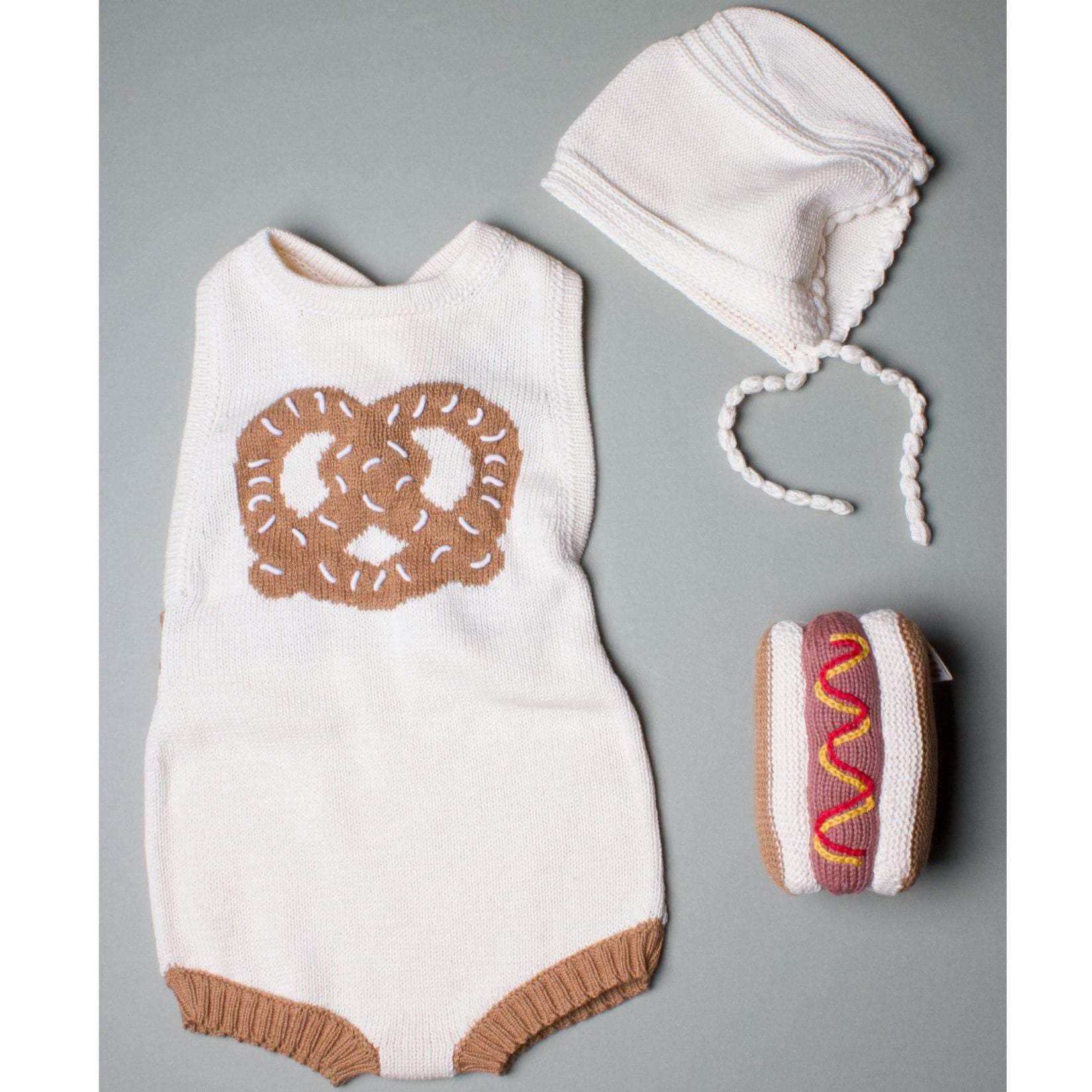 Estella Baby Gift Sets Pretzel Knitted Bodysuit Set for Foodies