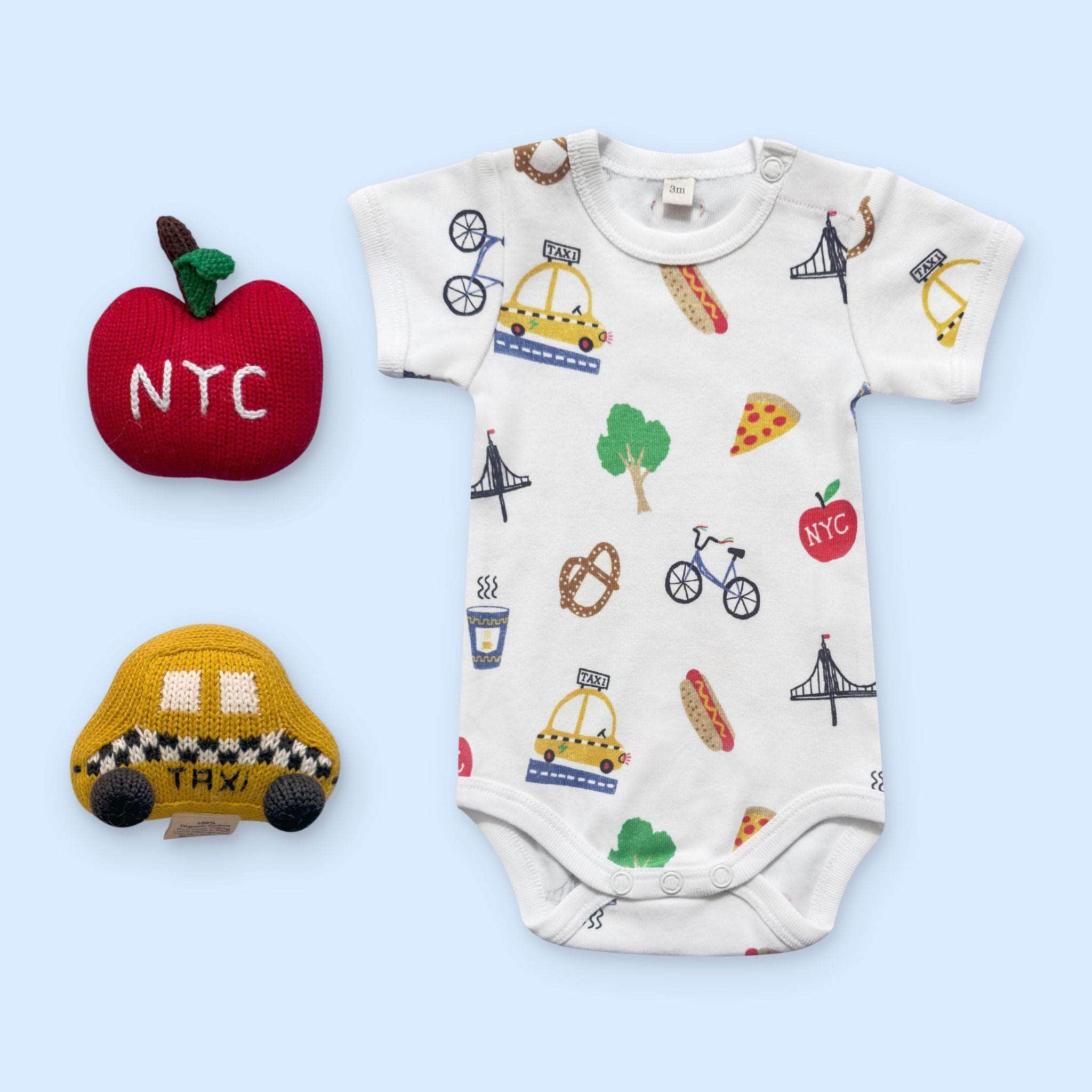 Estella Baby Gift Sets Organic NYC Print Bodysuit & Rattle Set