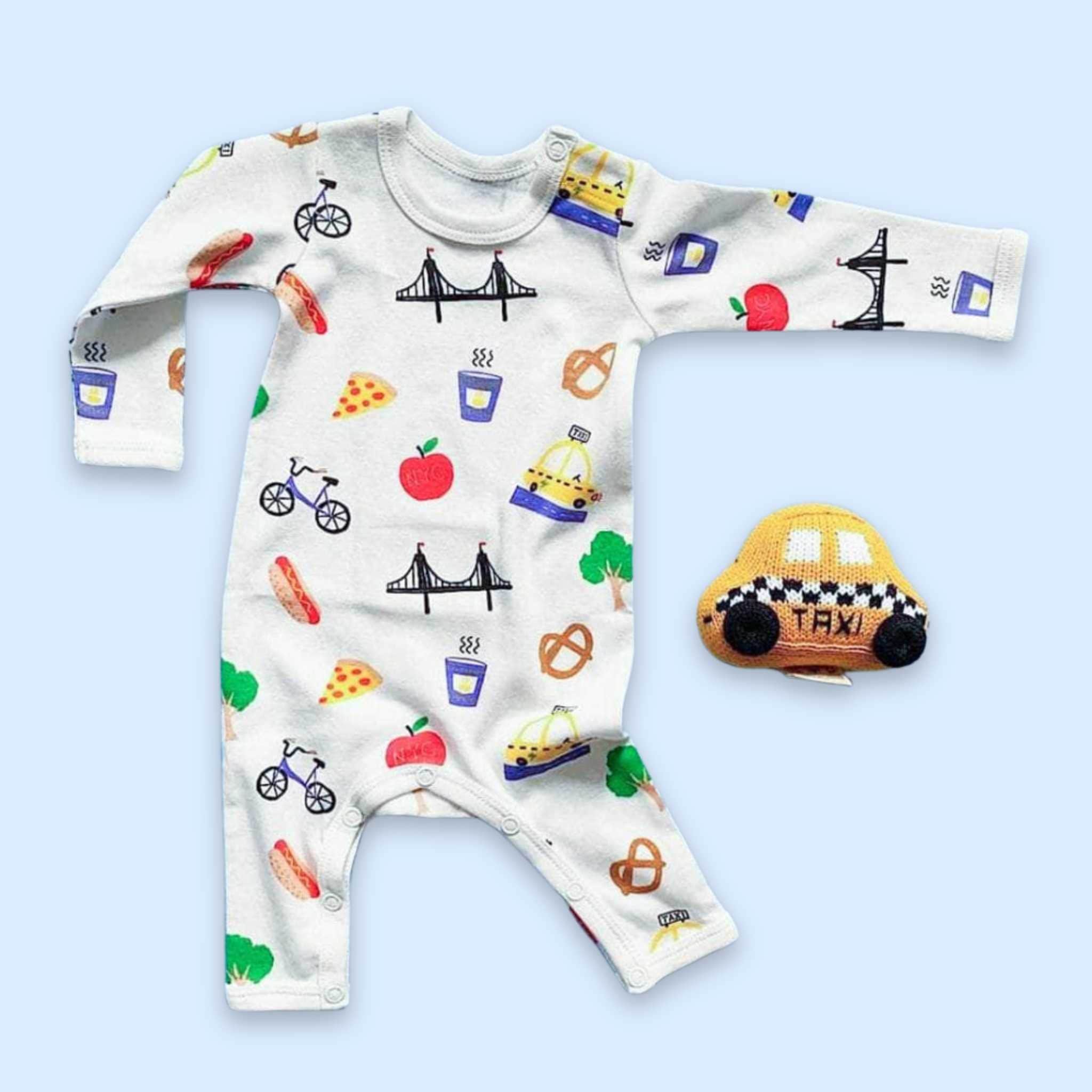 Estella Baby Gift Sets Taxi / 0-3 M NYC Print Romper & Rattle Set