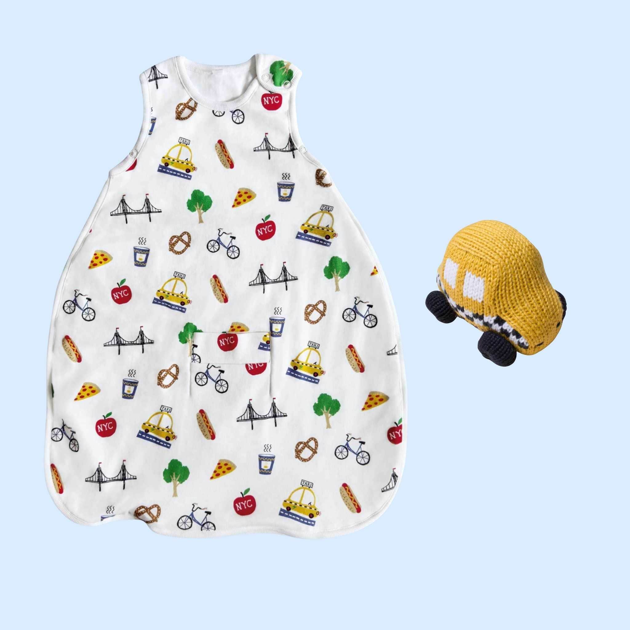 Estella Baby Gift Sets Organic NYC Print Sleep Sack & Taxi Rattle Set