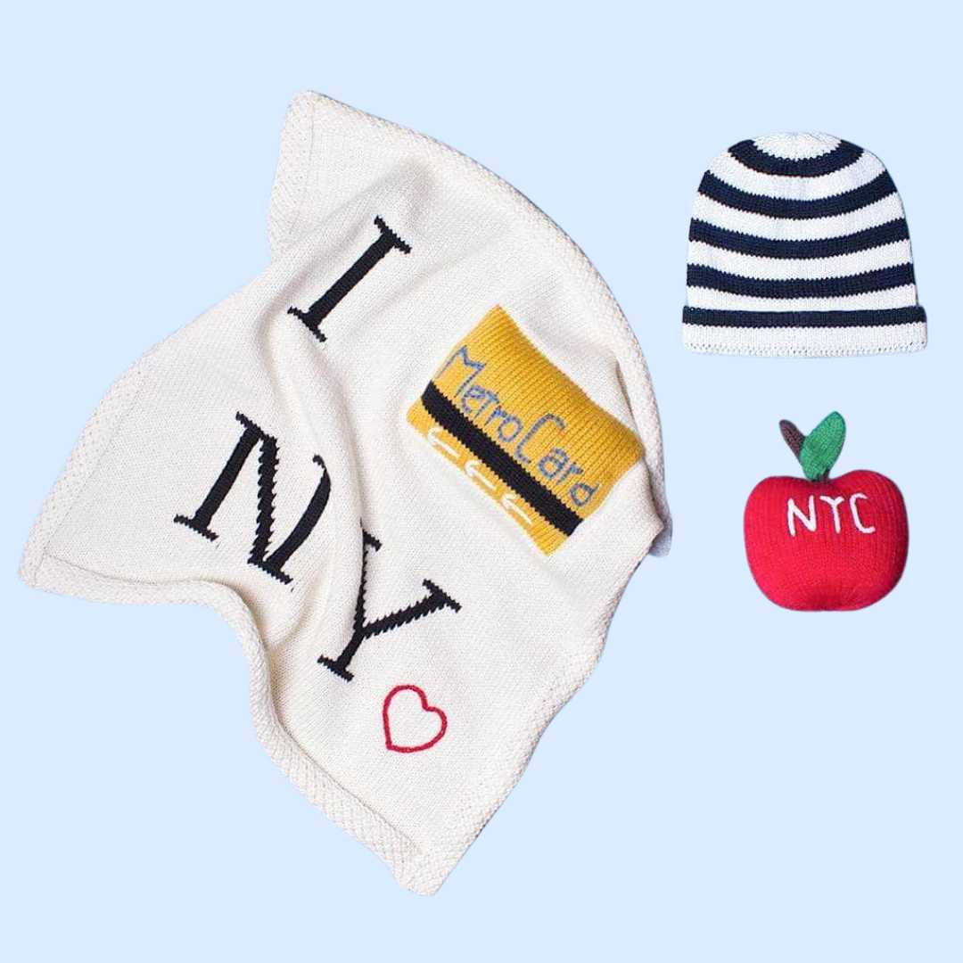 Estella Baby Gift Sets NYC Security Blanket, Rattle & Hat Set