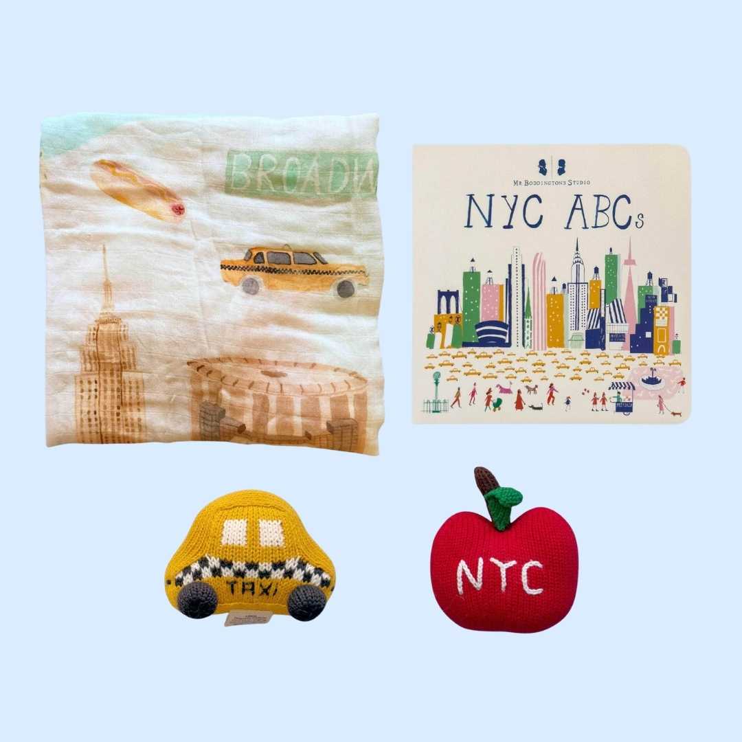 Estella Baby Gift Sets NYC Swaddle, Book & Rattle Gift Set