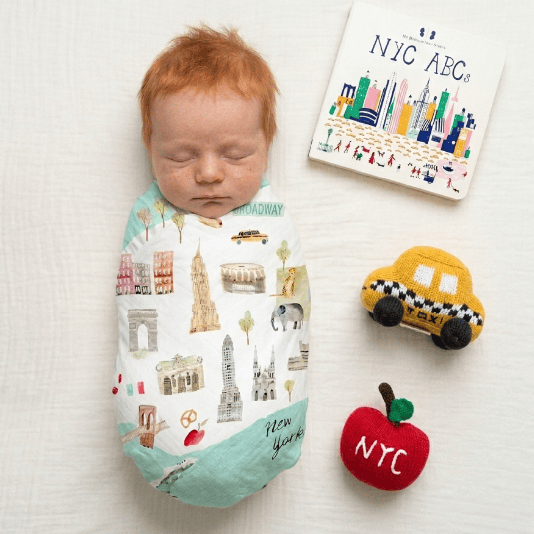 Estella Baby Gift Sets NYC Swaddle, Book & Rattle Gift Set