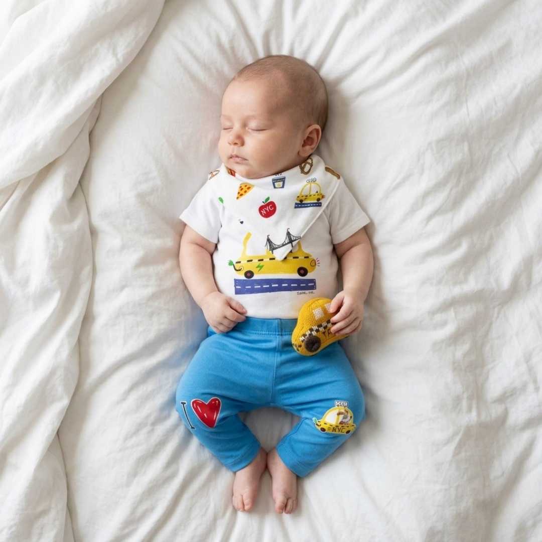 Estella Baby Gift Sets NYC Taxi Bodysuit, Leggings, Rattle & Bib Set