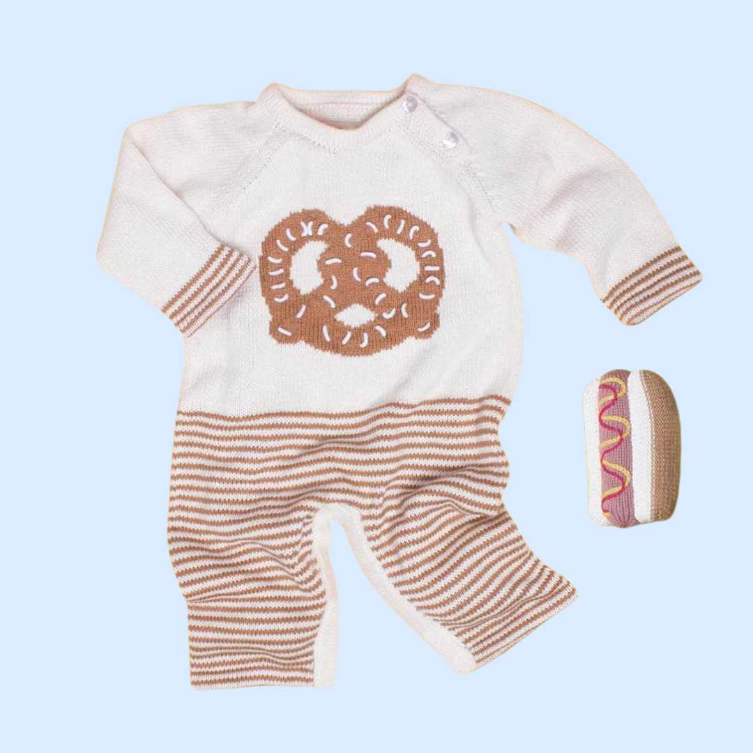 Estella Baby Gift Sets Pretzel Knit Romper Set