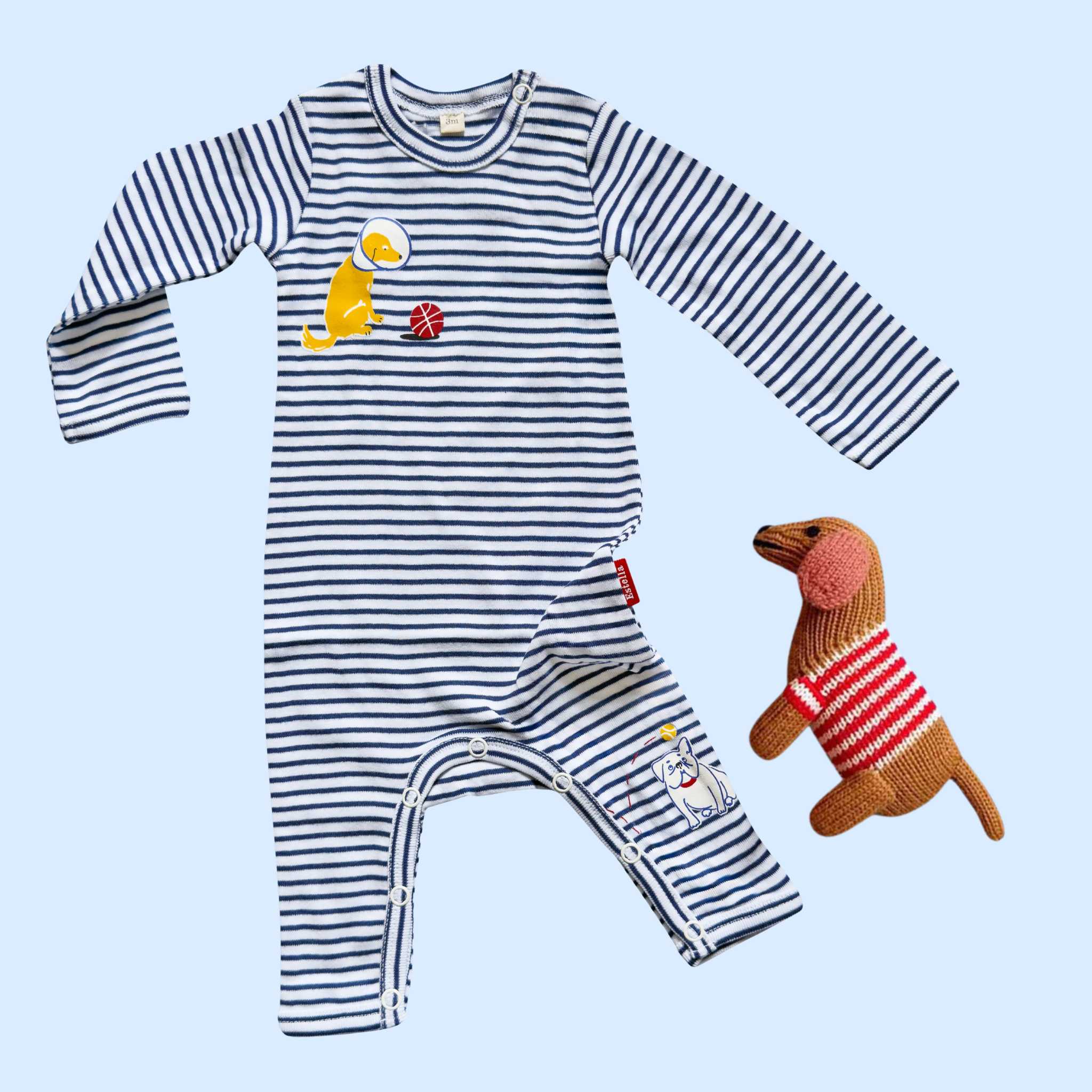 Estella Baby Gift Sets Red / 0-3 M Puppy Love Romper & Rattle Set