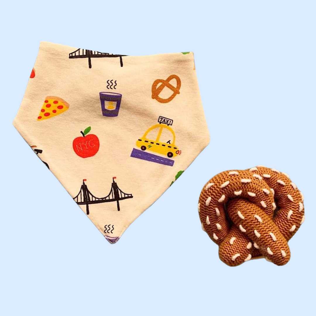 Estella Baby Gift Sets Pretzel Taxi Bib & Rattle Set