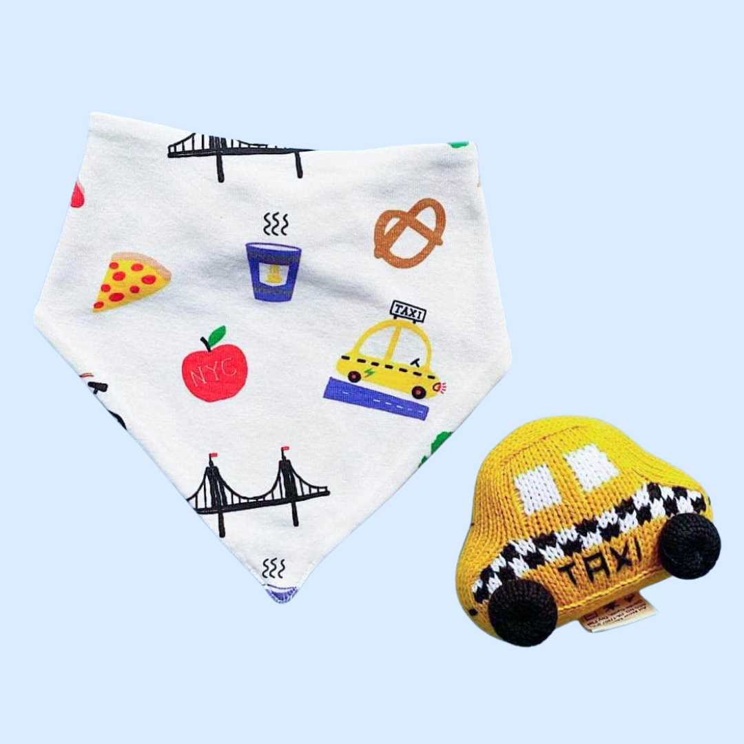 Estella Baby Gift Sets Taxi Taxi Bib & Rattle Set