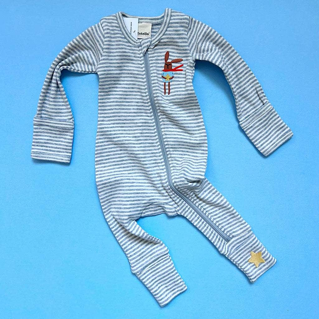 Estella Baby One-Pieces Baby Zip Sleeper-Bunny Embroidery