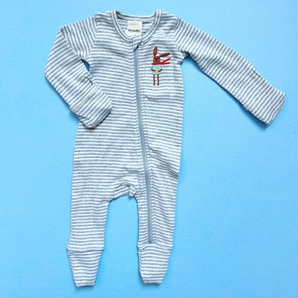 Estella Baby One-Pieces Baby Zip Sleeper-Bunny Embroidery