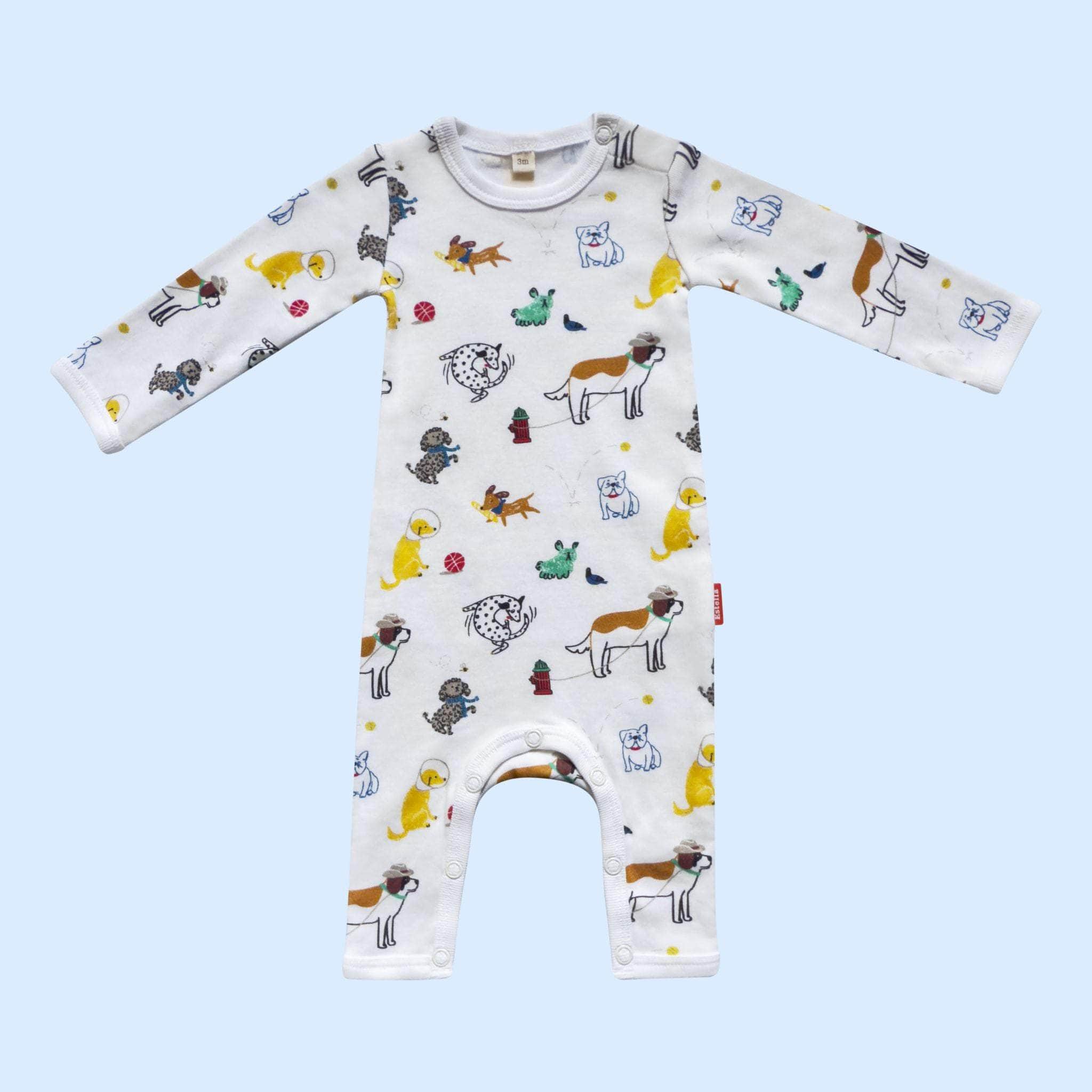 Estella Baby Clothes Organic Dogs Print Romper