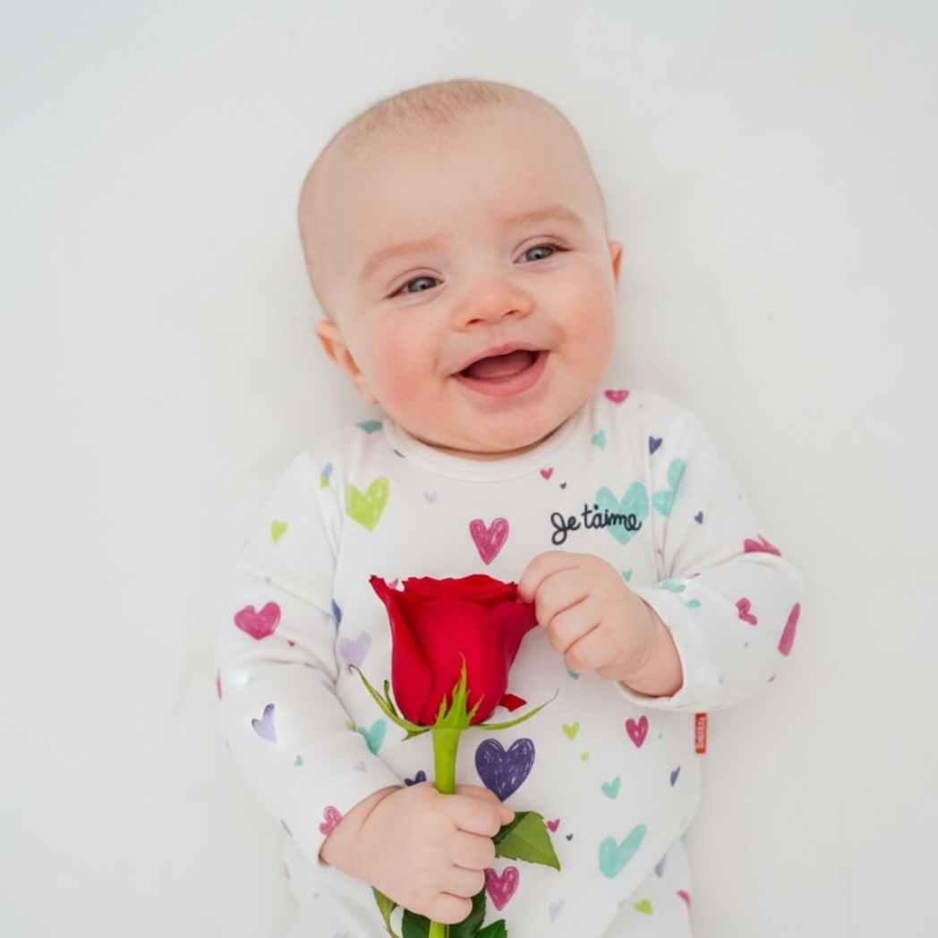 Estella Baby One-Pieces Heart Print Romper