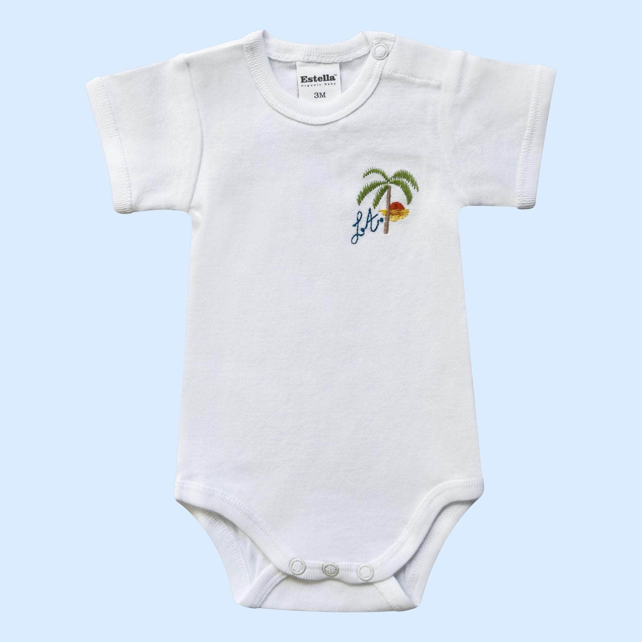 Estella Baby Clothes Organic White Bodysuit with Embroidery