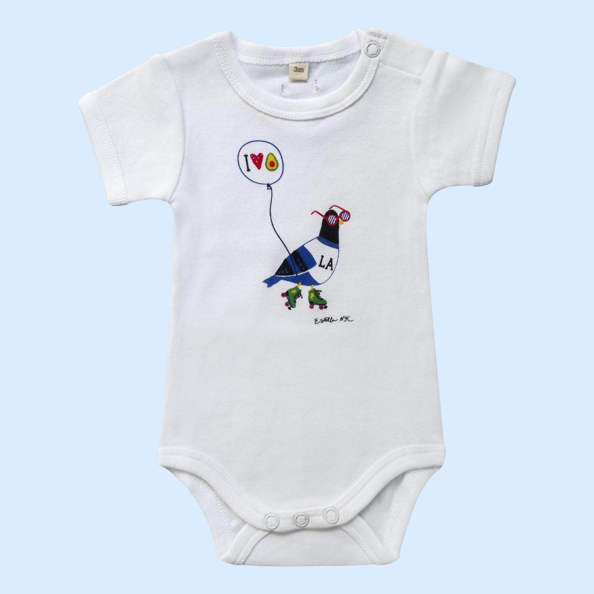 Estella Baby Clothing Organic White L.A. Pigeon Bodysuit