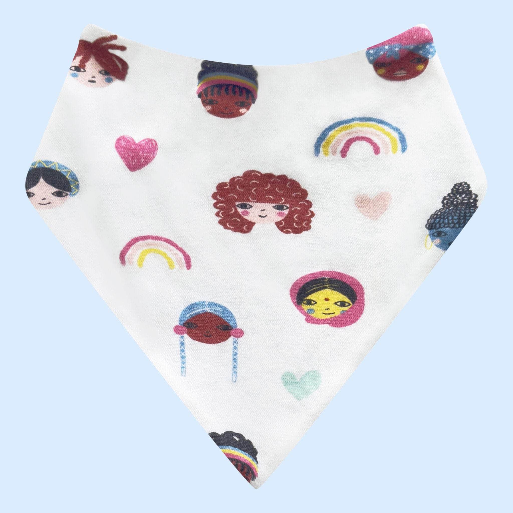 Estella Organic Baby Bib "Dream Big" Print Strong Girls Theme on Blue Background