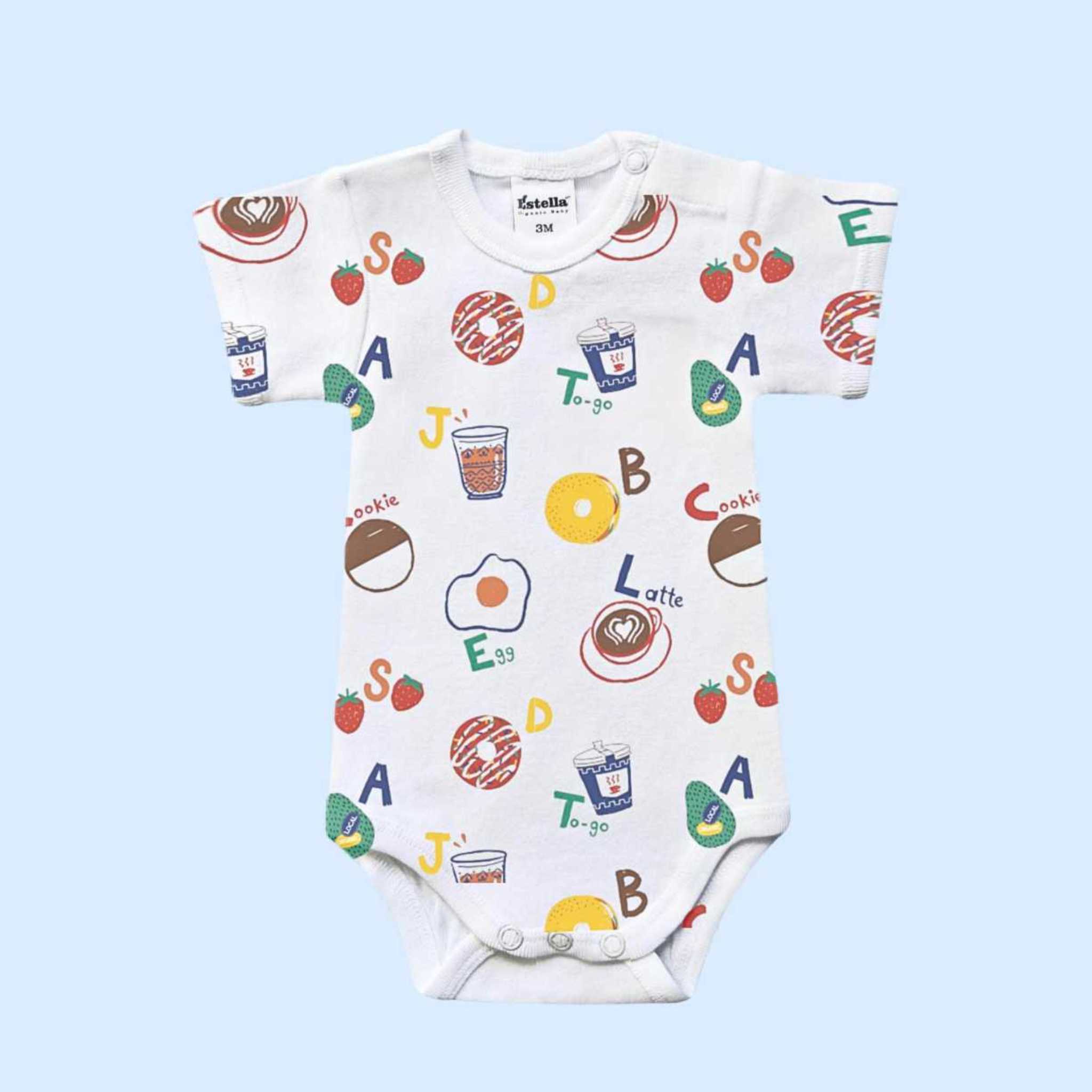 Estella Bodysuits 0-3 M Brunch ABC All-Over Print Bodysuit