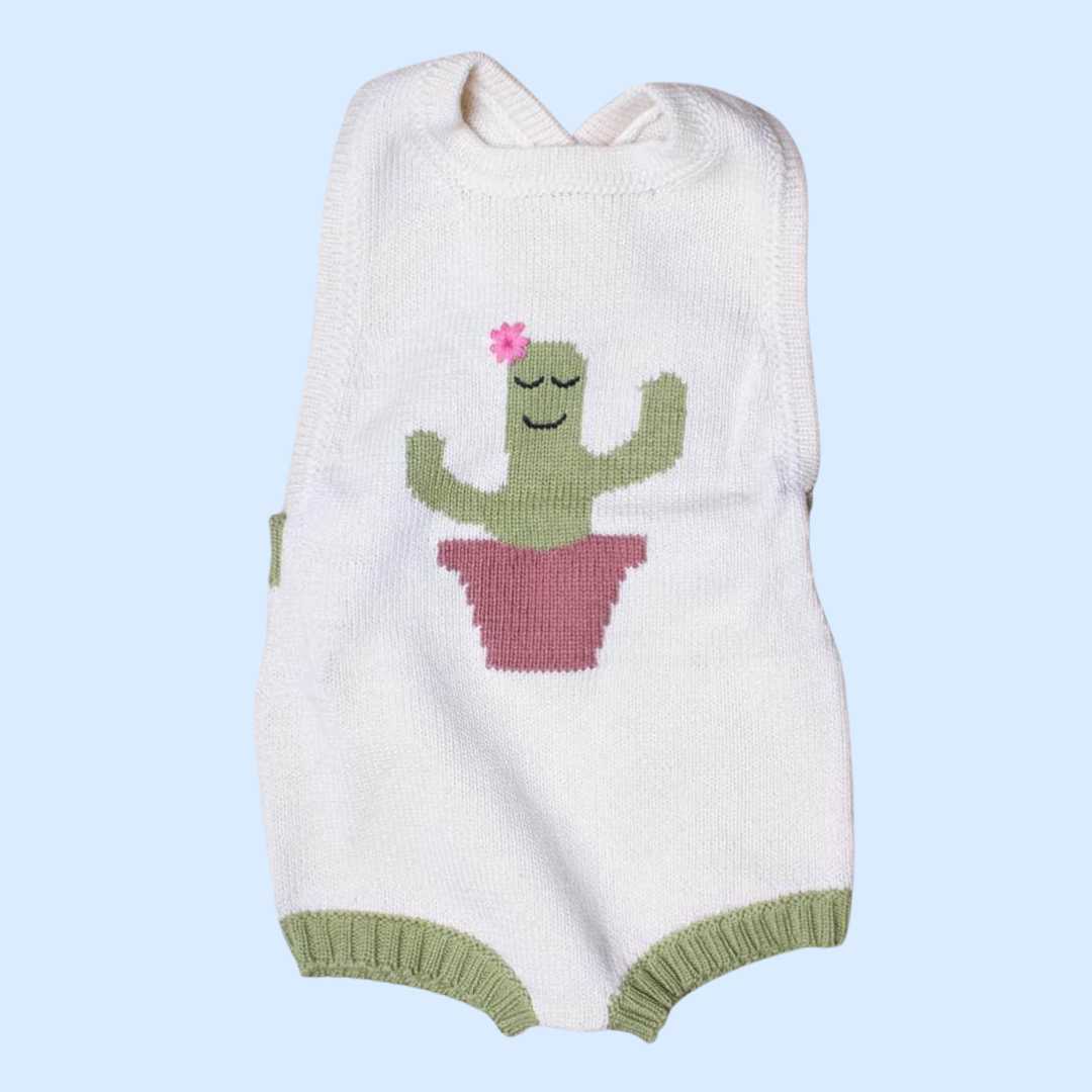cactus onesie Estella Organic Baby Romper, Sleeveless Knit