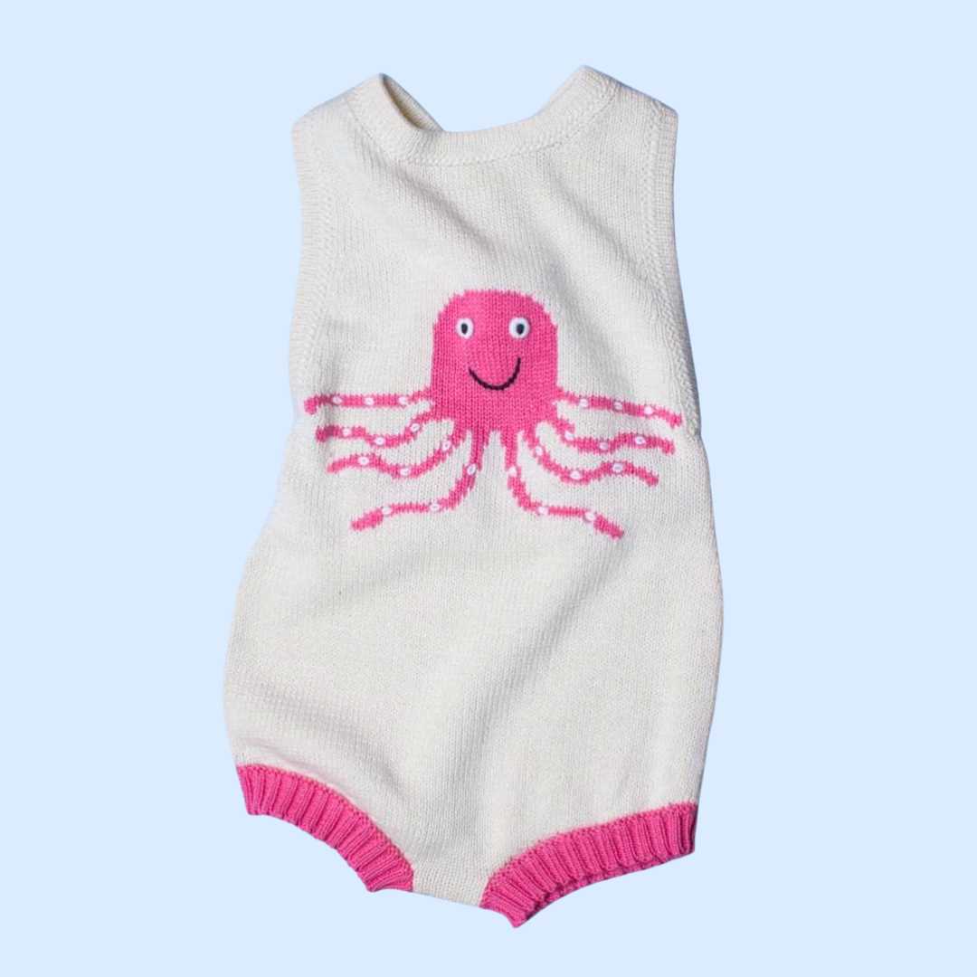 Estella Knitted Onesie Pink / 0-6 M Octopus Knitted Bodysuit