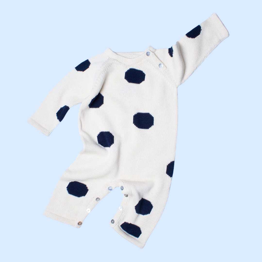 Estella Knitted Romper Dots Knitted Romper