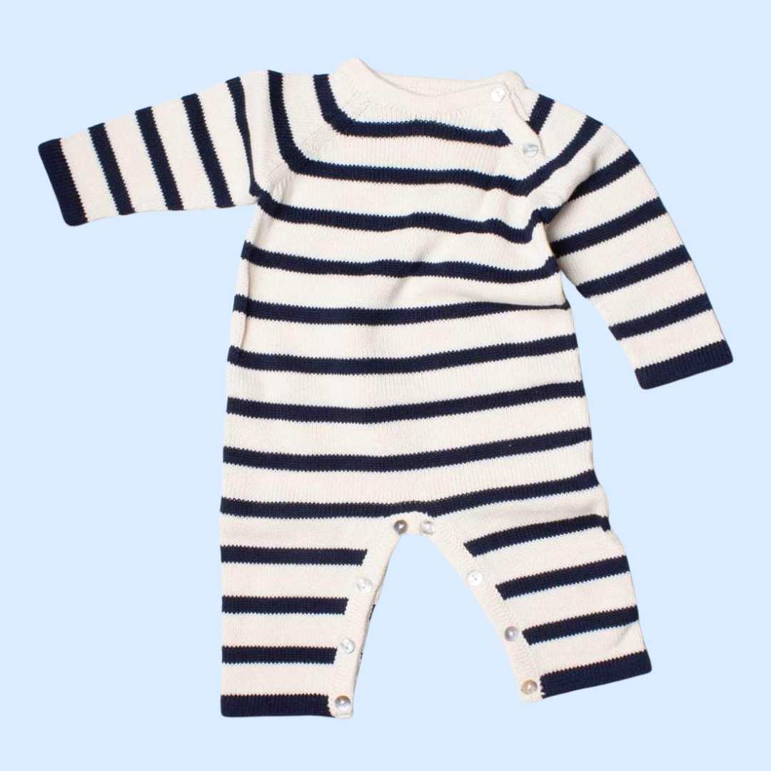 Estella Knitted Romper Black / 0-3 M Stripes Knitted Romper