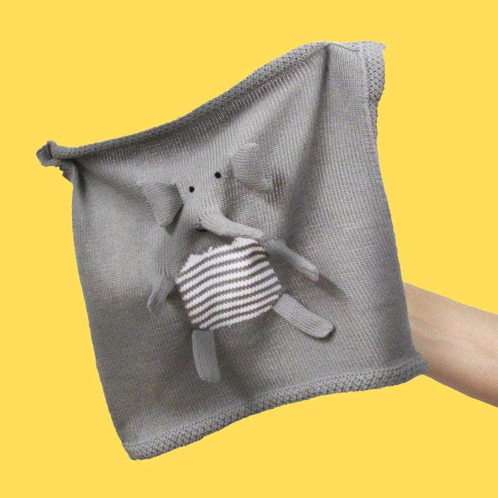 Organic Baby Lovey Blanket - Elephant 14" x 14" - {{variant_option_1}}