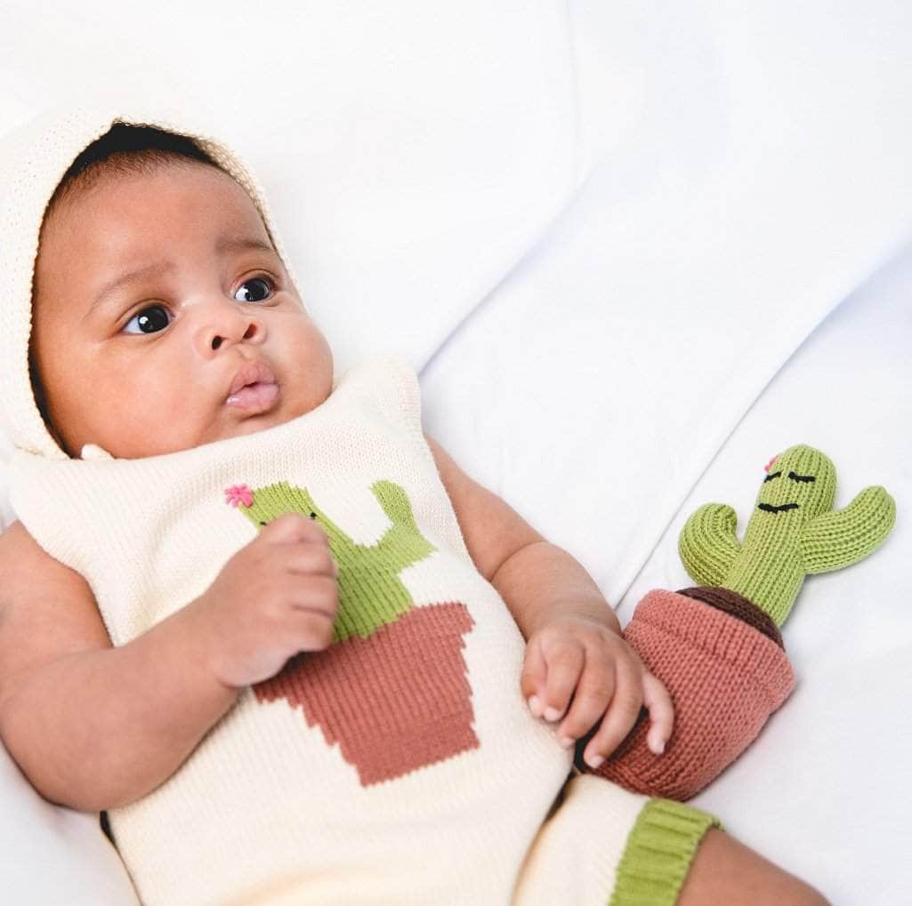 Estella Knitted Onesie 0-6 M Cactus Knitted Bodysuit