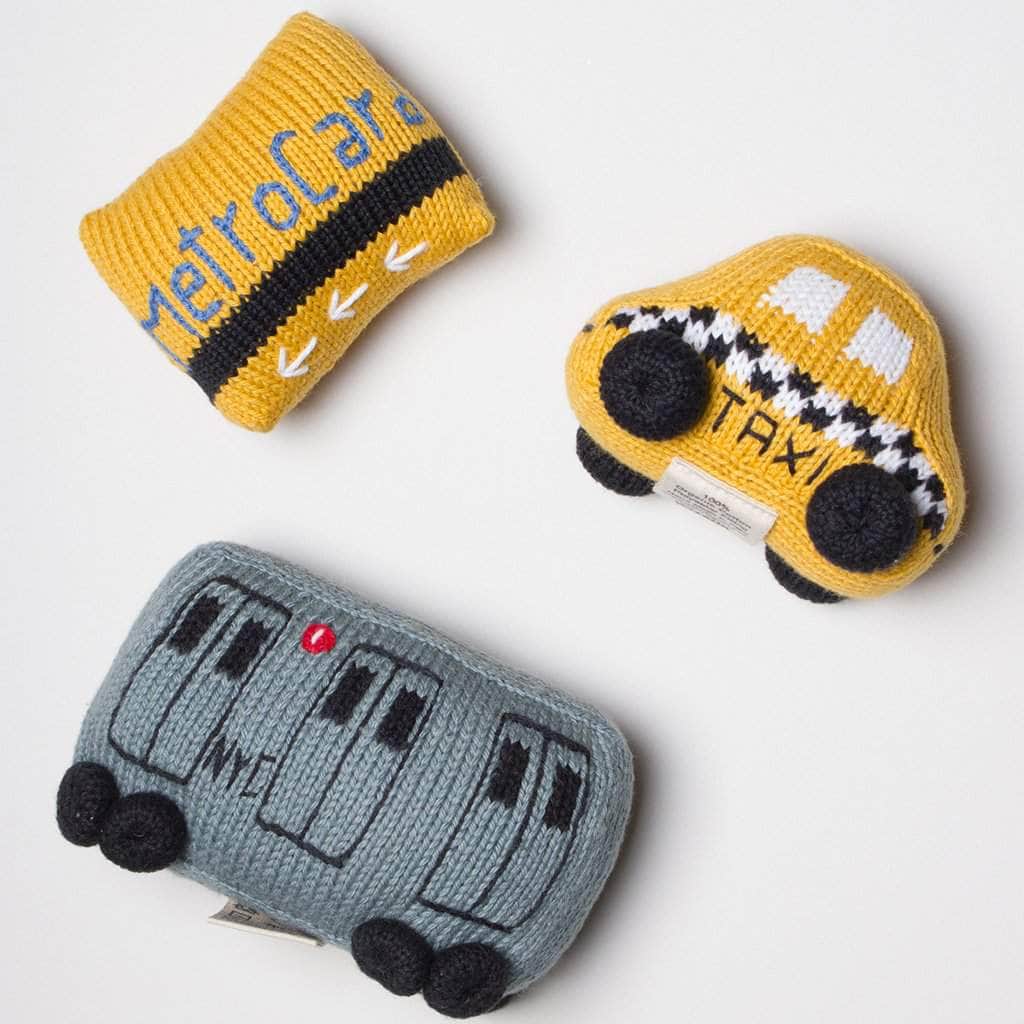 Estella NYC Gifts Taxi, Metro & Train Rattle Set