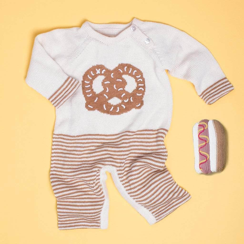 Organic Baby Onesie - Hot Dog and Pretzel