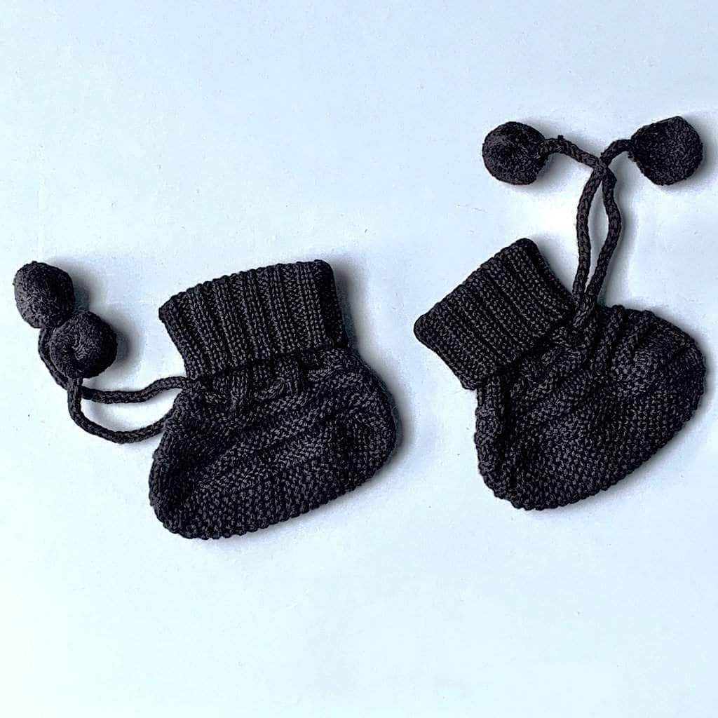 Estella Knitted Booties Black Baby Booties