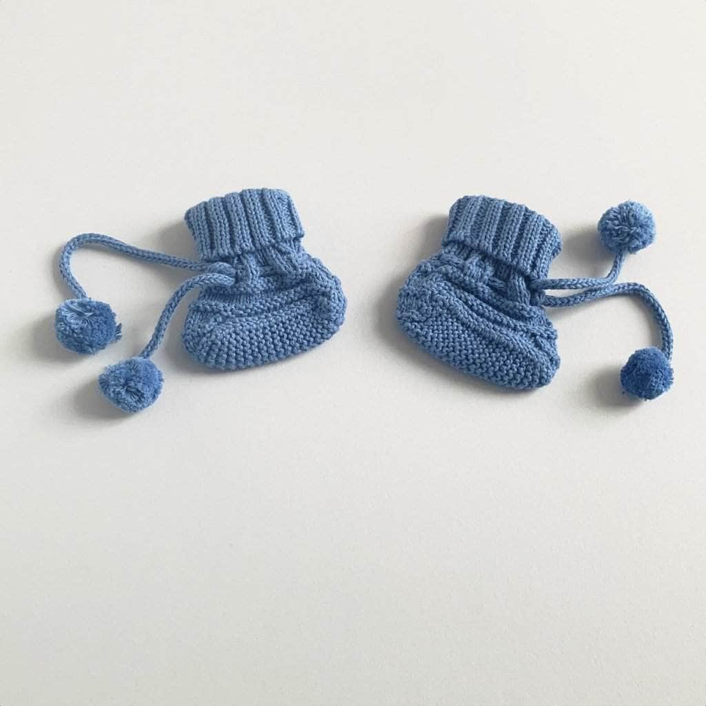 Estella Knitted Booties Blue Baby Booties