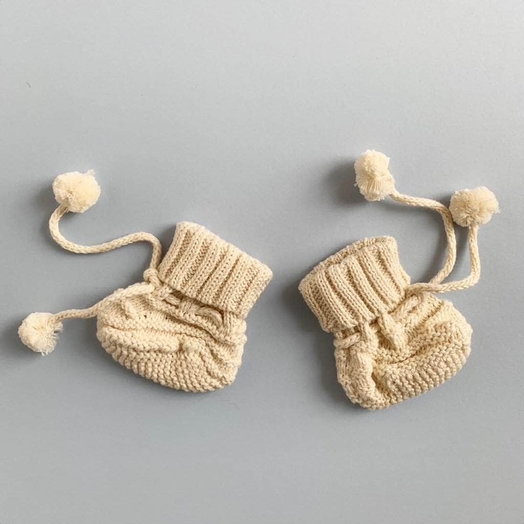 Estella Knitted Booties Cream Baby Booties