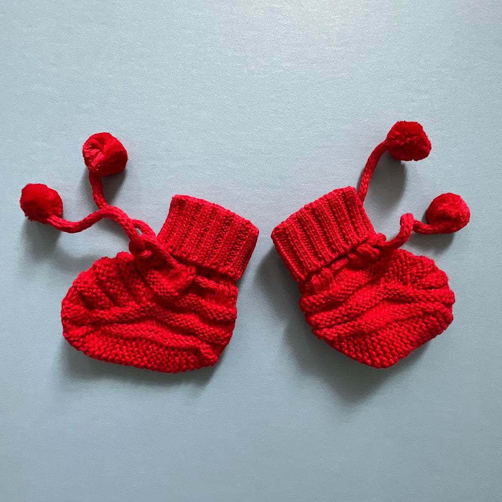 Estella Knitted Booties Red Baby Booties