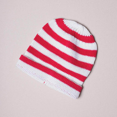 Organic Baby Hats, Handmade in Stripe Colors - Red