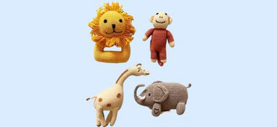 Organic baby toys - rattles, stuffed animals, dolls and more